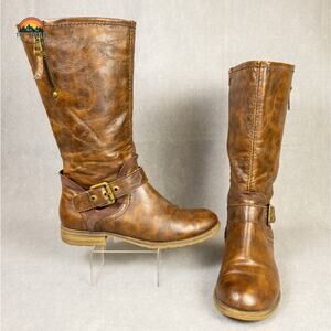 Naturalizer N5 Comfort Balada Womens Boots Brown Leather Buckle Riding Women 8M